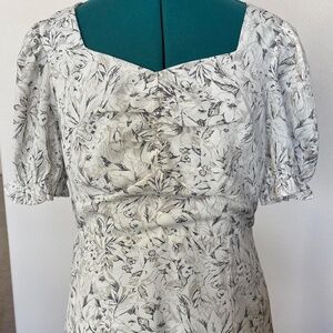 White dress with grey flowers